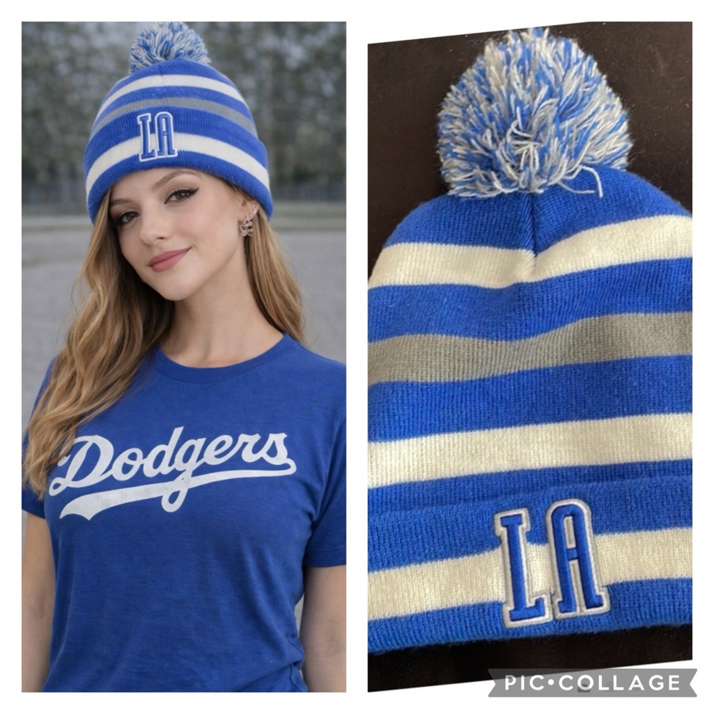 Gently used  “LA” Pom Pom knit beanie